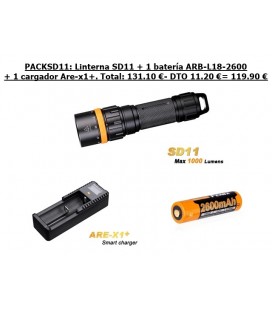 PackSD11: Linterna Fénix SD11+Batería ARB-L18-2600+Cargador ARE-X1+