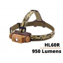 Frontal Led Fénix HL60R 950 Lúmenes (micro usb recargable-incluye batería 18650) Color marrón
